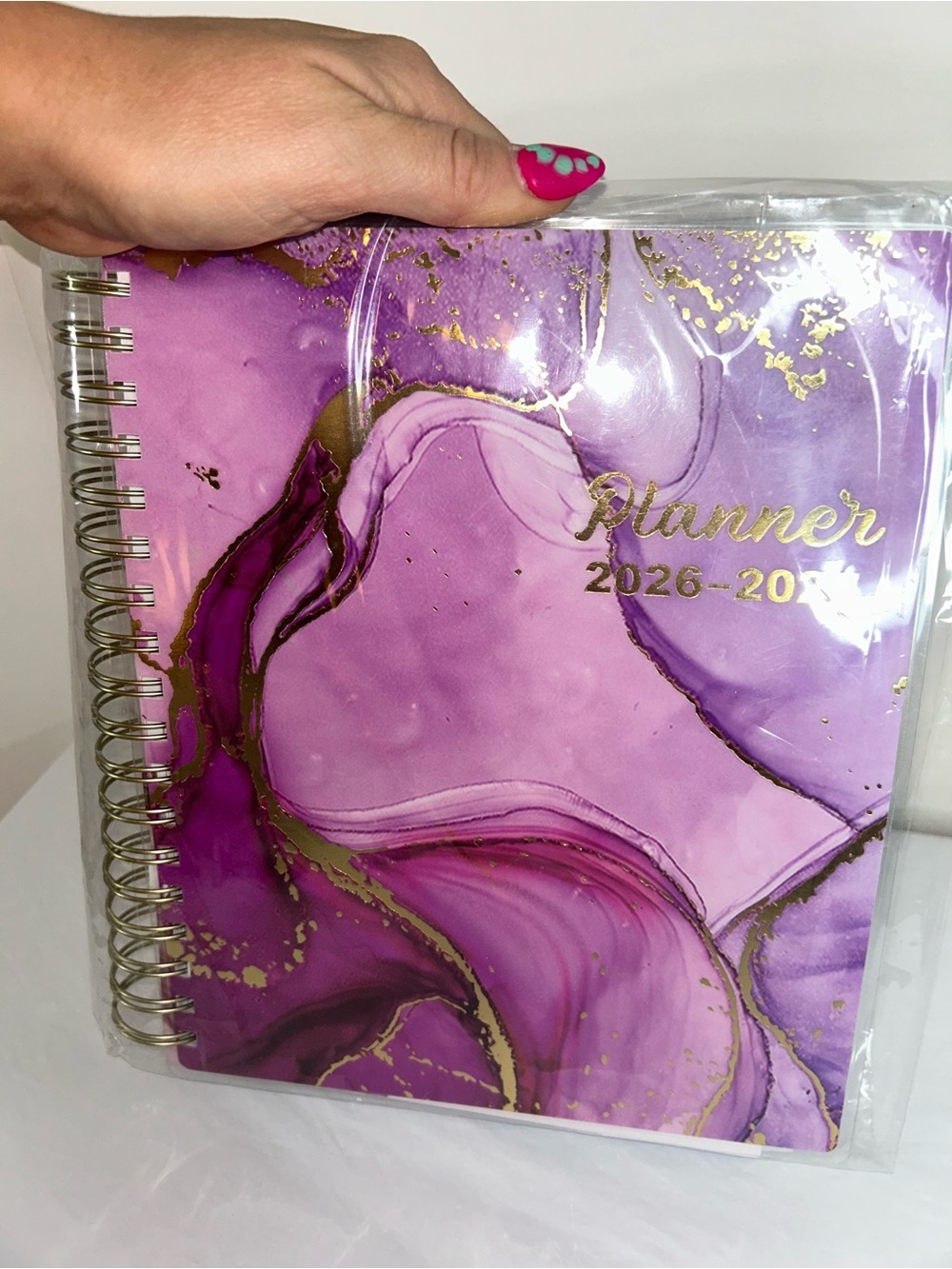 Purple Marble 2026-2027 Planner with Gold Accents